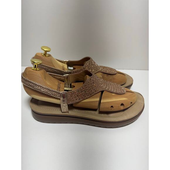 Annie Comfort Women’s Rhinestone Thong Toe Sandals Sz 9.5 Glam Peach Color - Picture 2 of 7